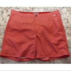 Ibiza ocean club orange gingham swim trunks 34